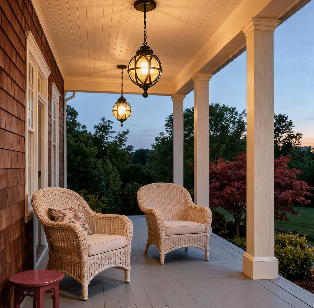 Premium Metal Orb Outdoor Ceiling Light - Moisture-Proof Pendant