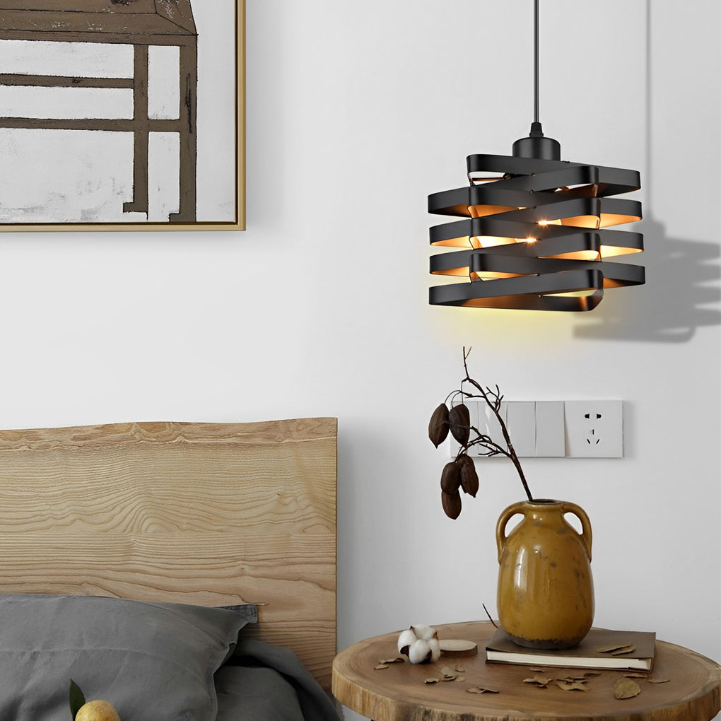 Vintage Industrial Metal Ribbon Pendant Light