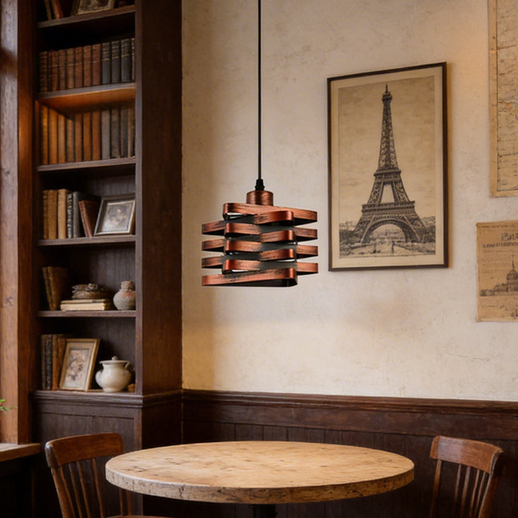 Vintage Industrial Metal Ribbon Pendant Light