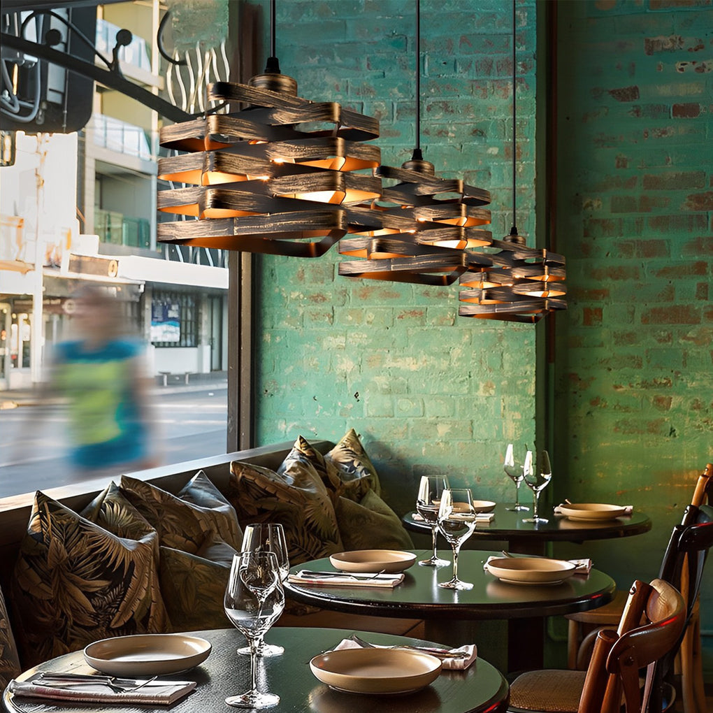 Vintage Industrial Metal Ribbon Pendant Light