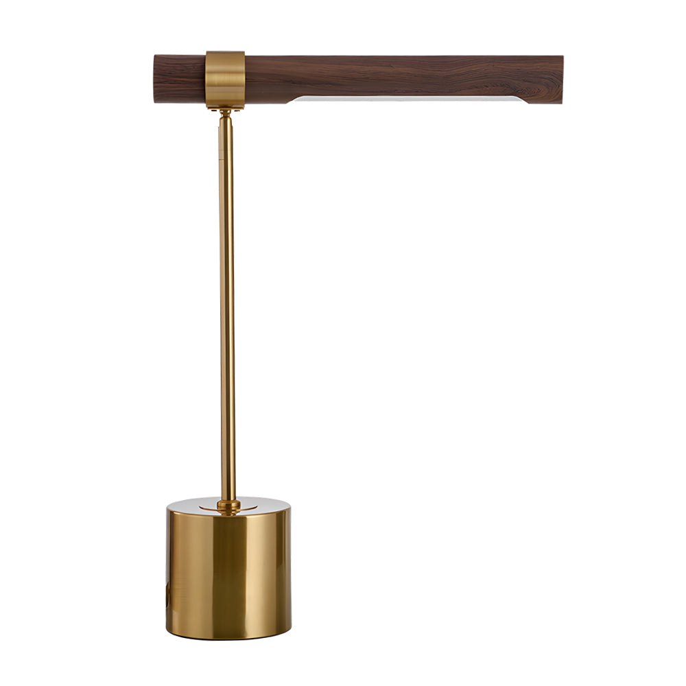 Mid-Century Modern Wood & Brass Linear LED Lamp
