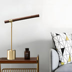 Mid-Century Modern Wood & Brass Linear LED Lamp
