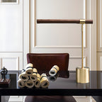 Mid-Century Modern Wood & Brass Linear LED Lamp