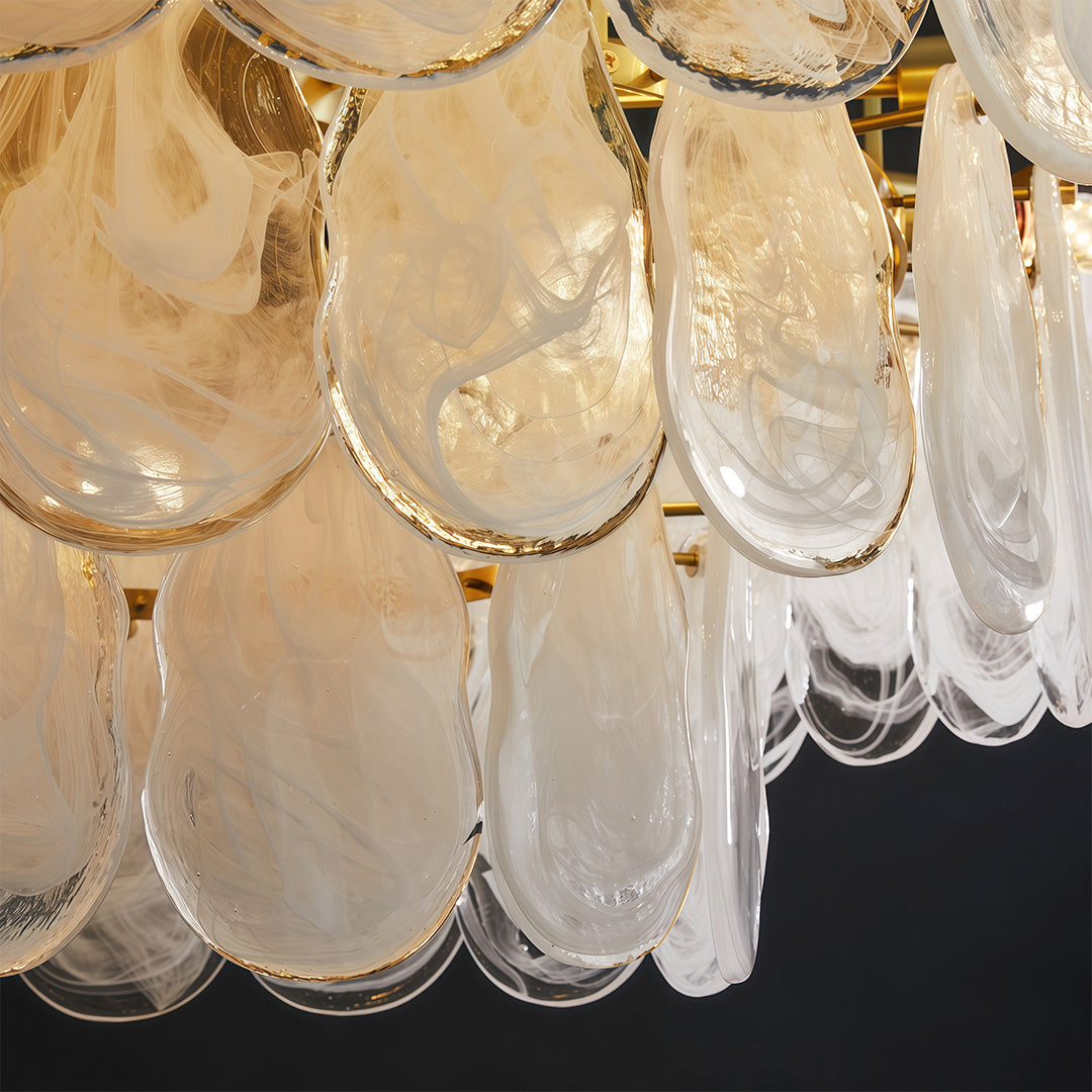 Midcentury Modern Copper and Glass Chandelier