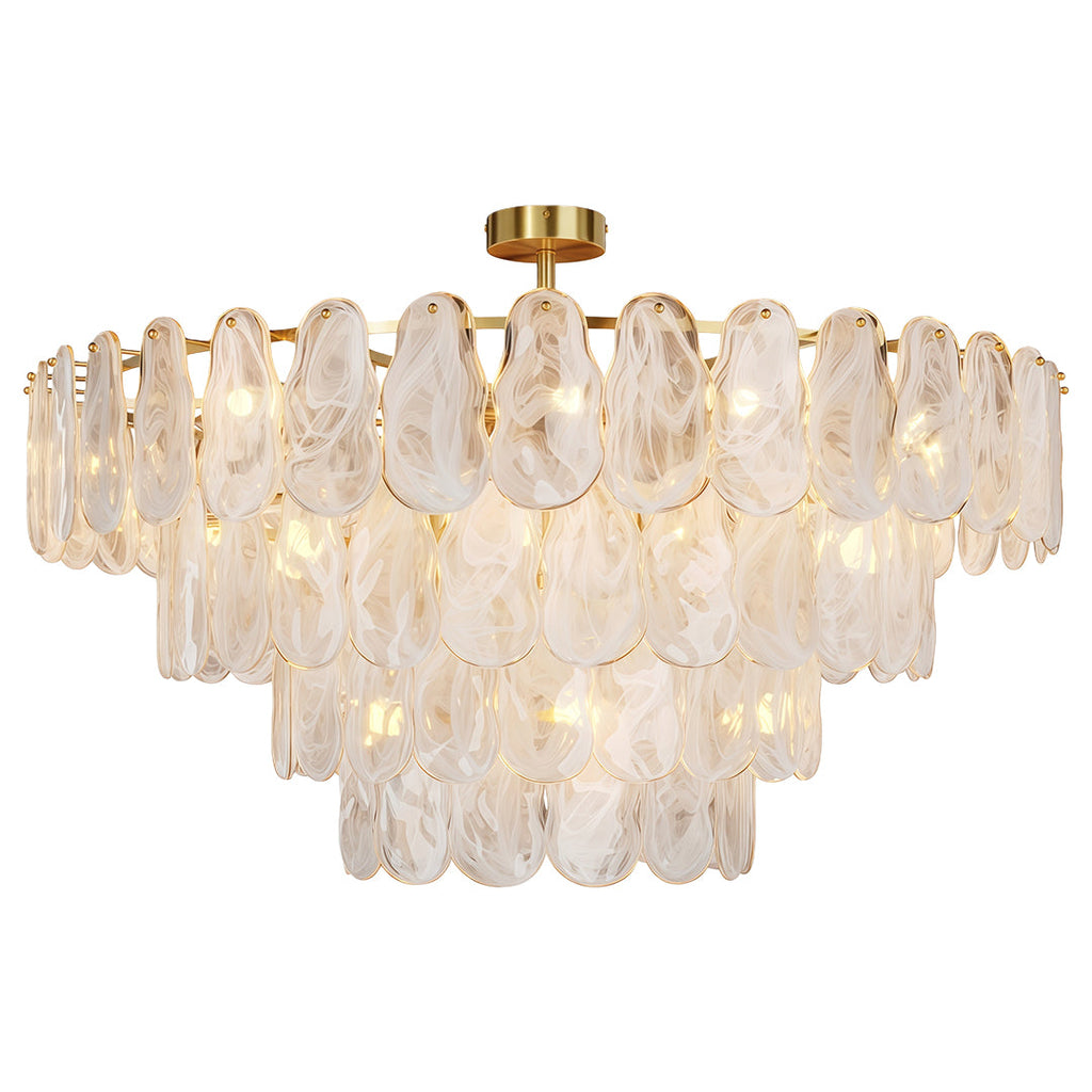 Midcentury Modern Copper and Glass Chandelier