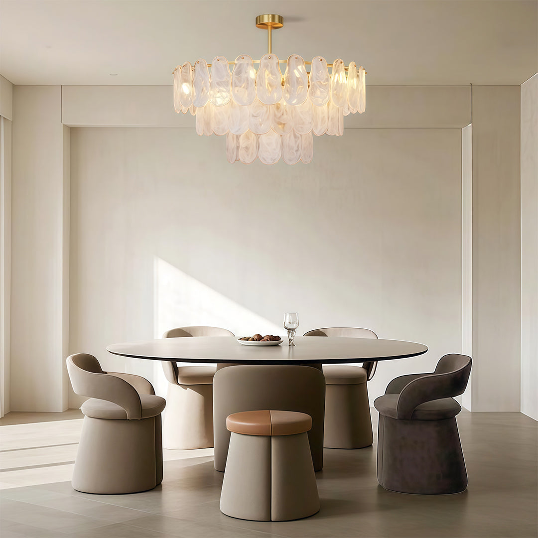 Midcentury Modern Copper and Glass Chandelier