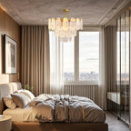 Midcentury Modern Copper and Glass Chandelier