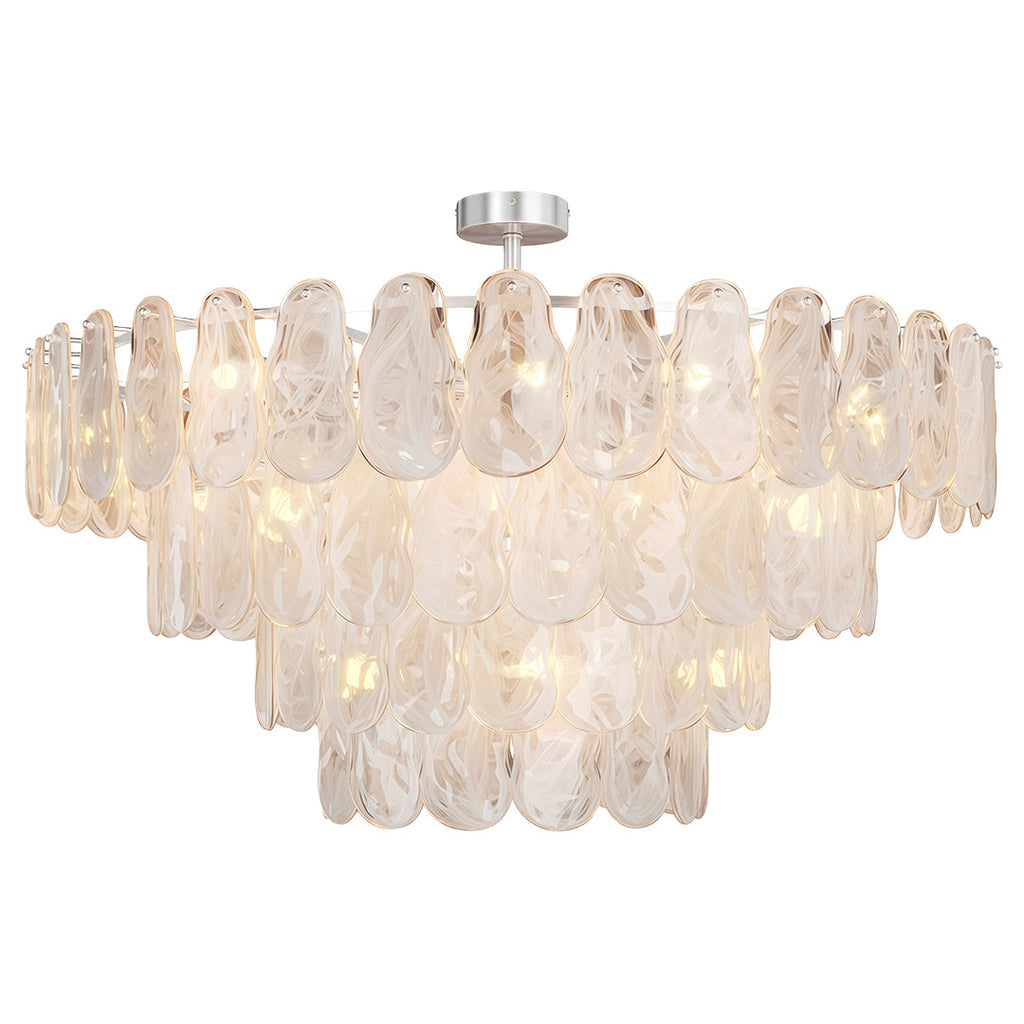 Midcentury Modern Copper and Glass Chandelier