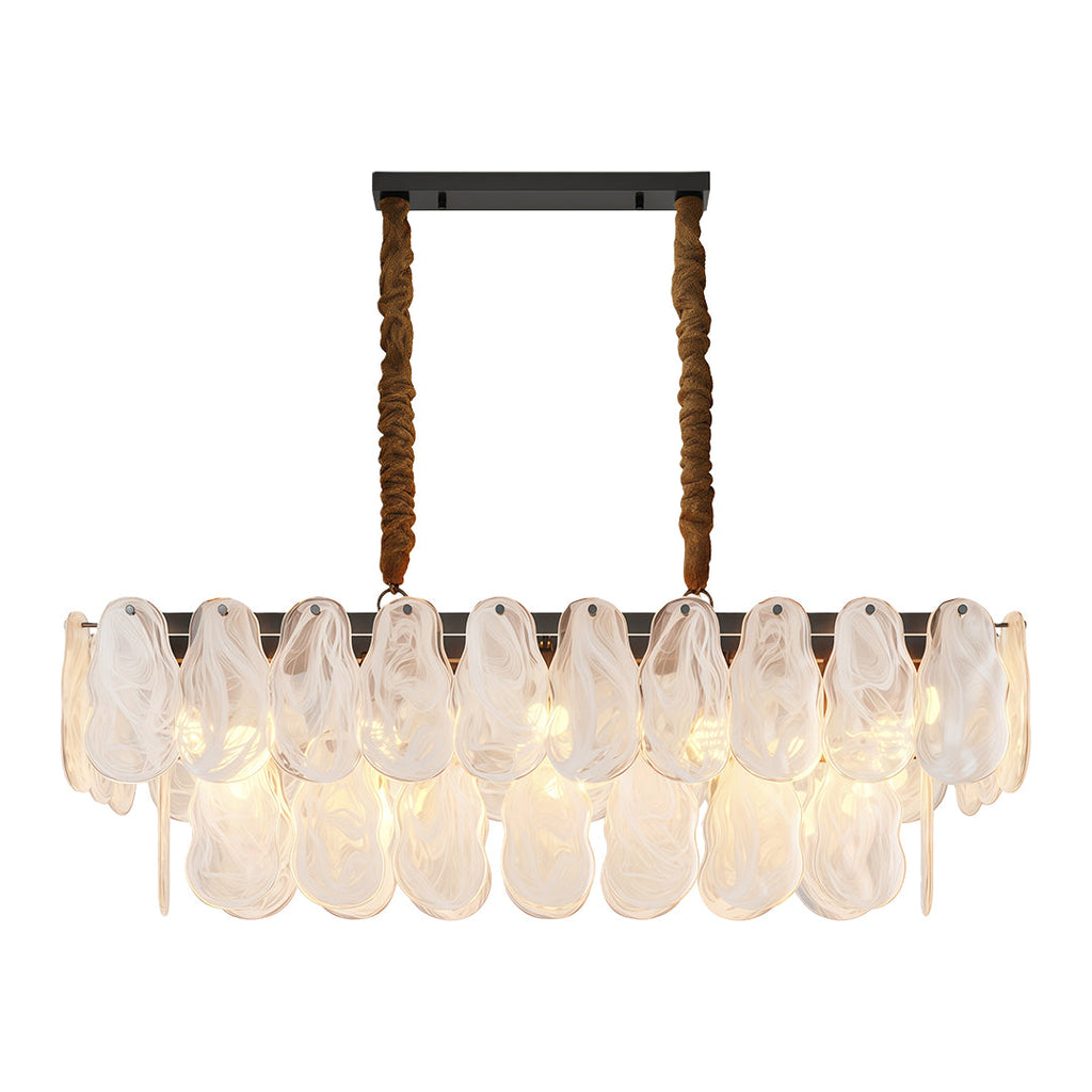 Midcentury Modern Copper and Glass Chandelier