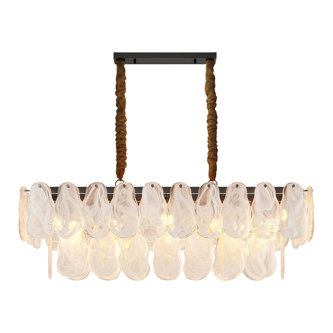 Midcentury Modern Copper and Glass Chandelier