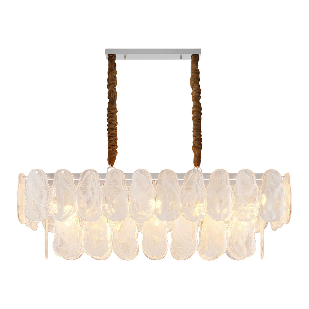 Midcentury Modern Copper and Glass Chandelier