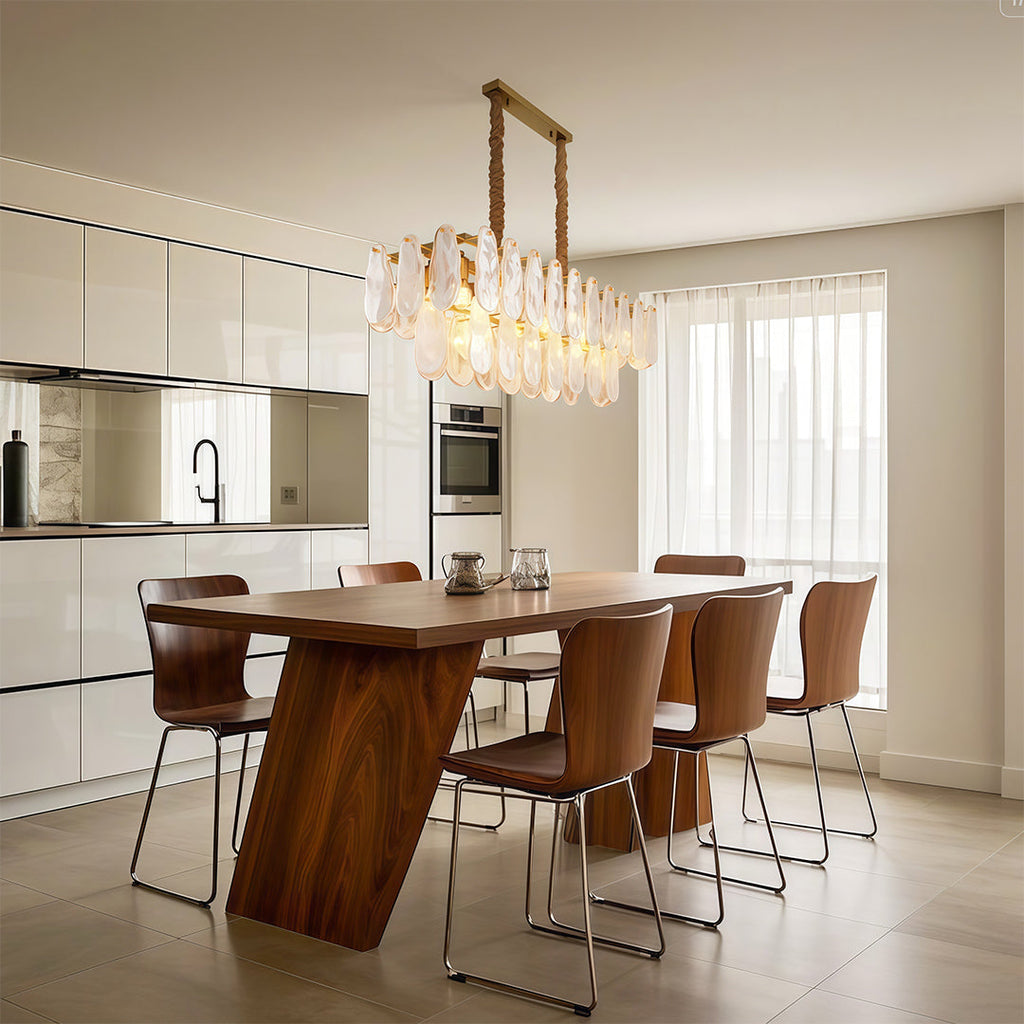 Midcentury Modern Copper and Glass Chandelier