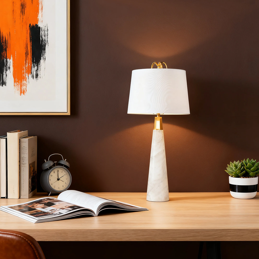 Premium Nordic White Marble Tapered Lamp