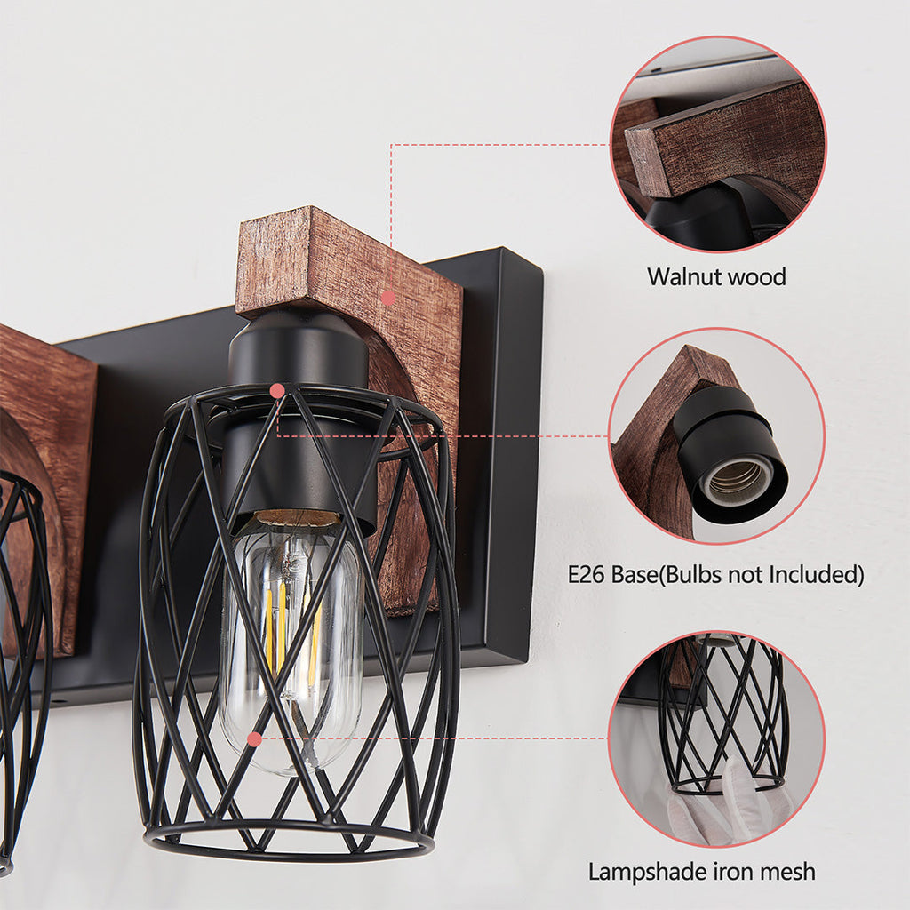 Premium Black Metal Cage Vanity Light for Bathroom Mirrors