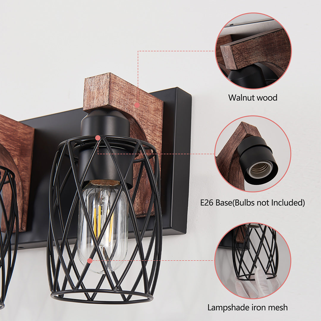 Premium Black Metal Cage Vanity Light for Bathroom Mirrors