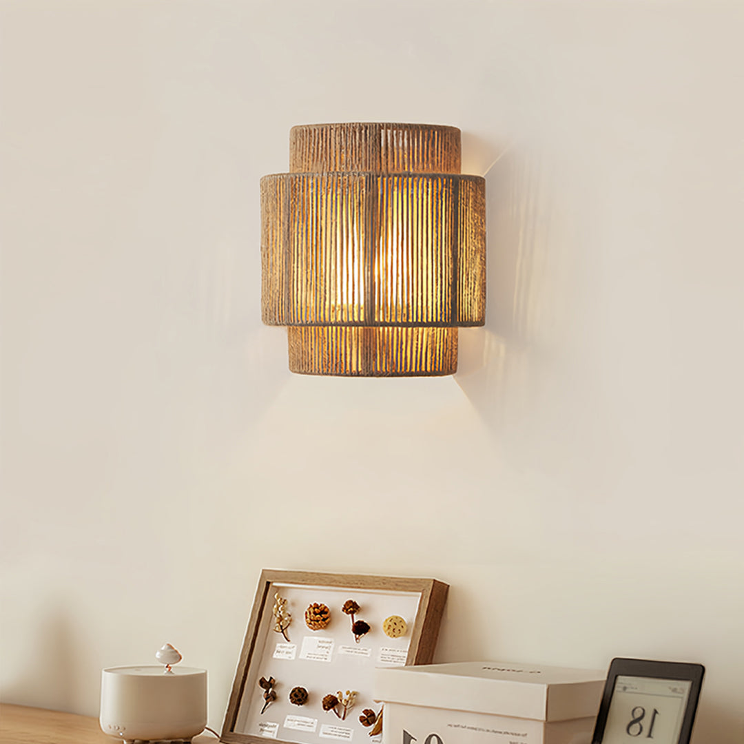 Premium Wabi Sabi Hemp Rope Wall Sconce - Japanese-Inspired Lighting