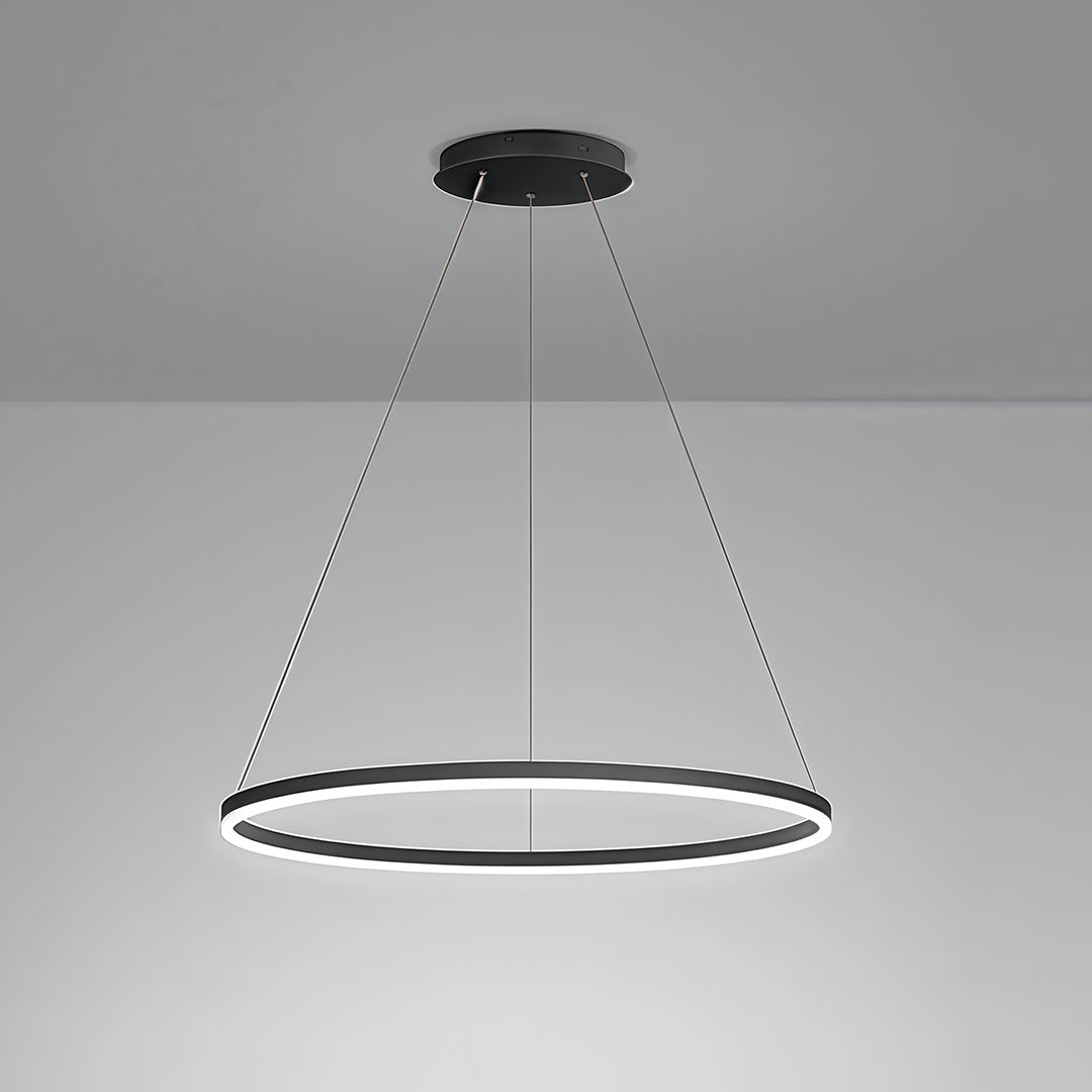 Modern Black LED Ring Chandelier - Aluminum Ceiling Light