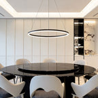 Modern Black LED Ring Chandelier - Aluminum Ceiling Light