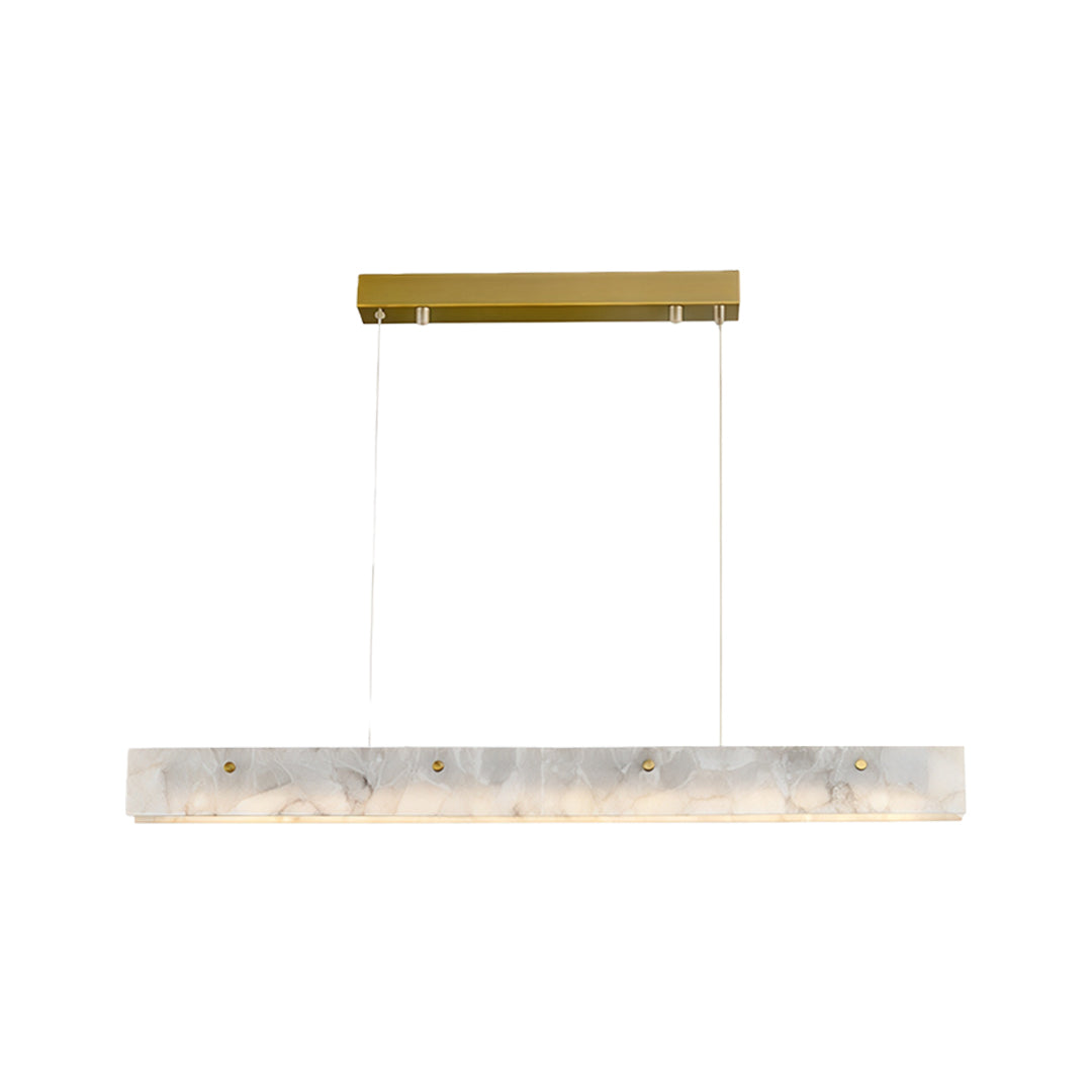 Linear Copper Pendant Light with Cloud Stone Accent