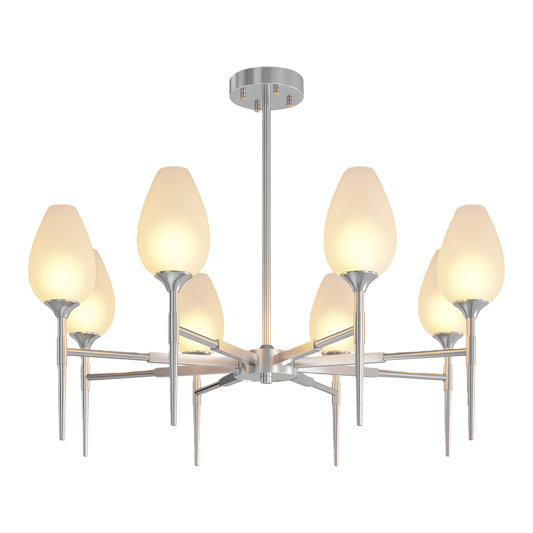 Modern Brass Glass Chandelier - Minimalist Ceiling Light