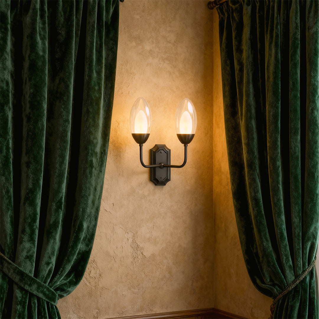 Modern Luxury Dual Head Copper Glass Wall Light
