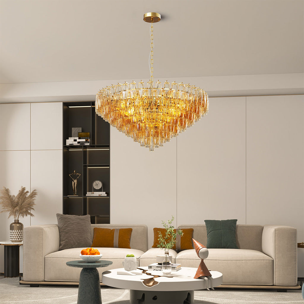 Luxury Multi-Head Glass Pendant Chandelier for Elegant Ceilings