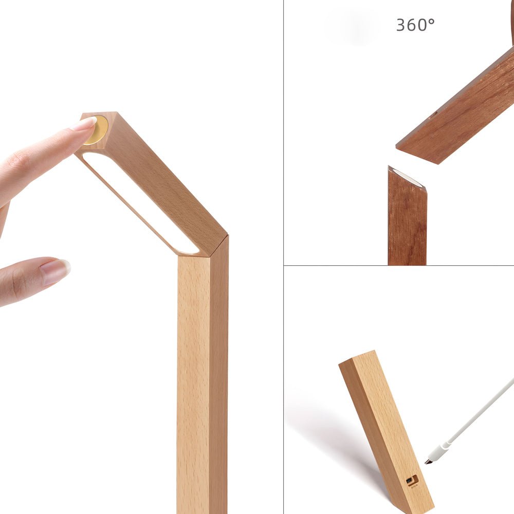 Premium Nordic Touch-Controlled LED Desk Lamp with Dual Magnetic Wooden Base