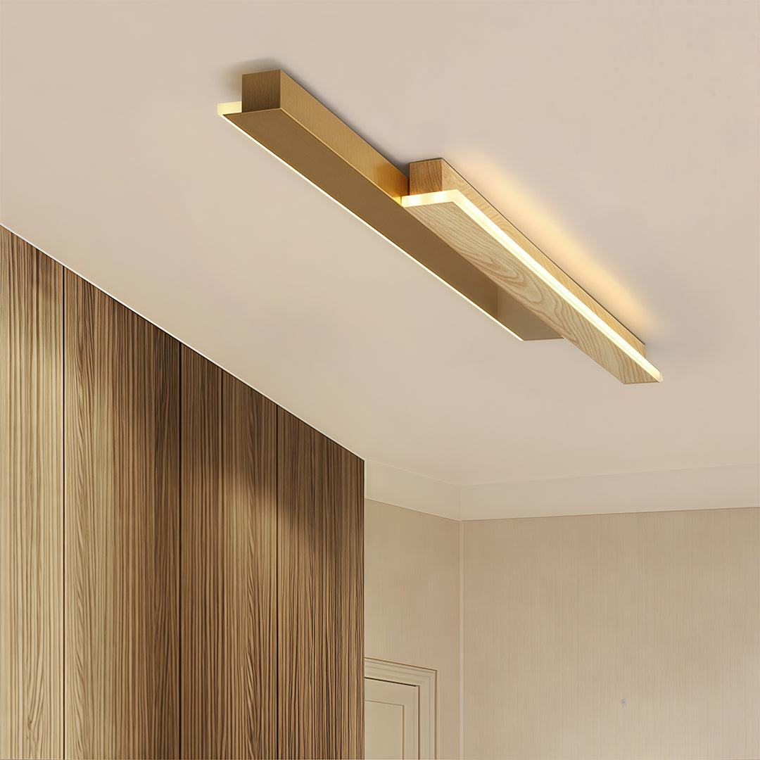 Nordic Minimalist Gold Iron Linear LED Wall Lamp with White Acrylic Shade