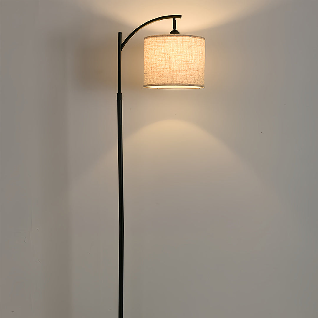 Minimalist Arc Floor Lamp with Fabric Shade - Modern Metal Design for Living Room