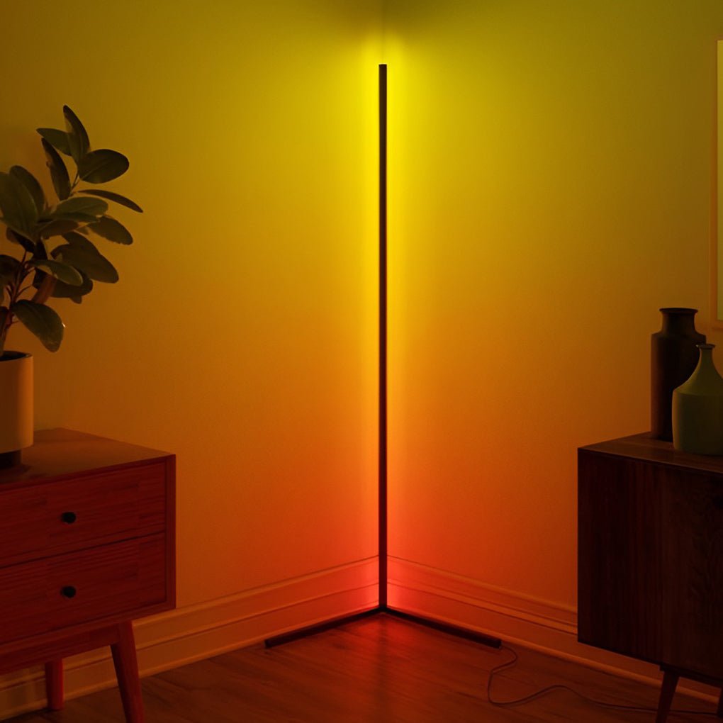 Modern Black LED RGB Corner Floor Lamp - Minimalist Design