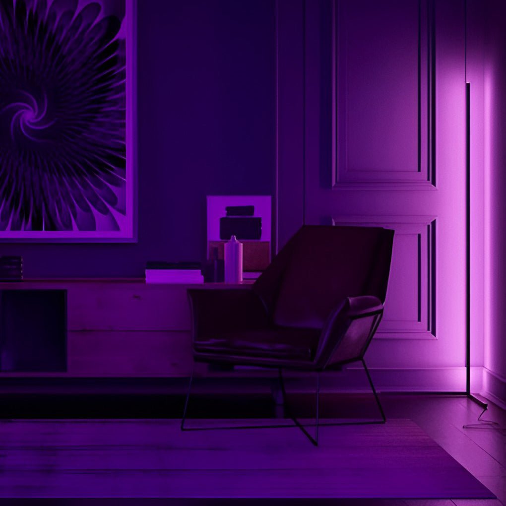 Modern Black LED RGB Corner Floor Lamp - Minimalist Design