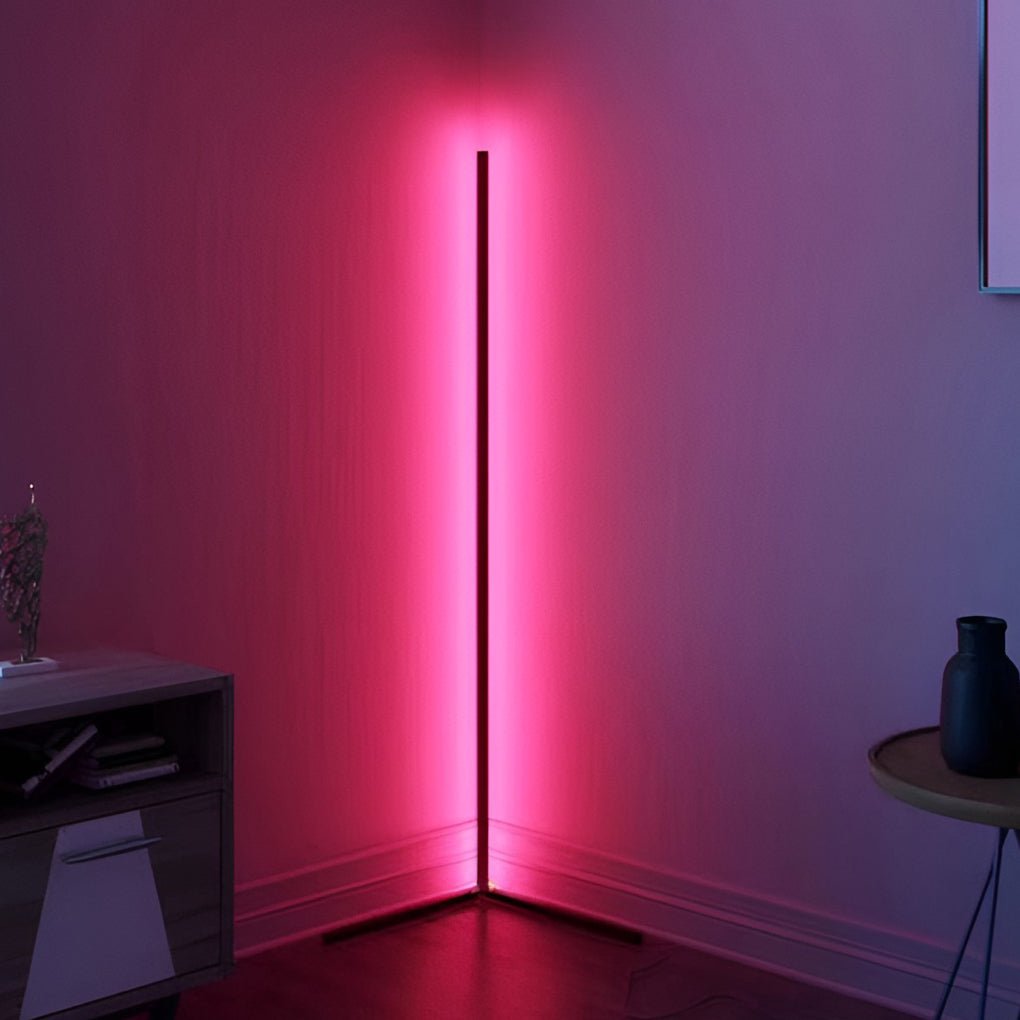 Modern Black LED RGB Corner Floor Lamp - Minimalist Design
