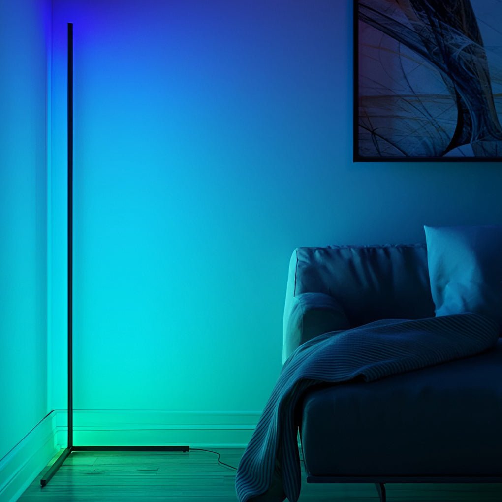 Modern Black LED RGB Corner Floor Lamp - Minimalist Design