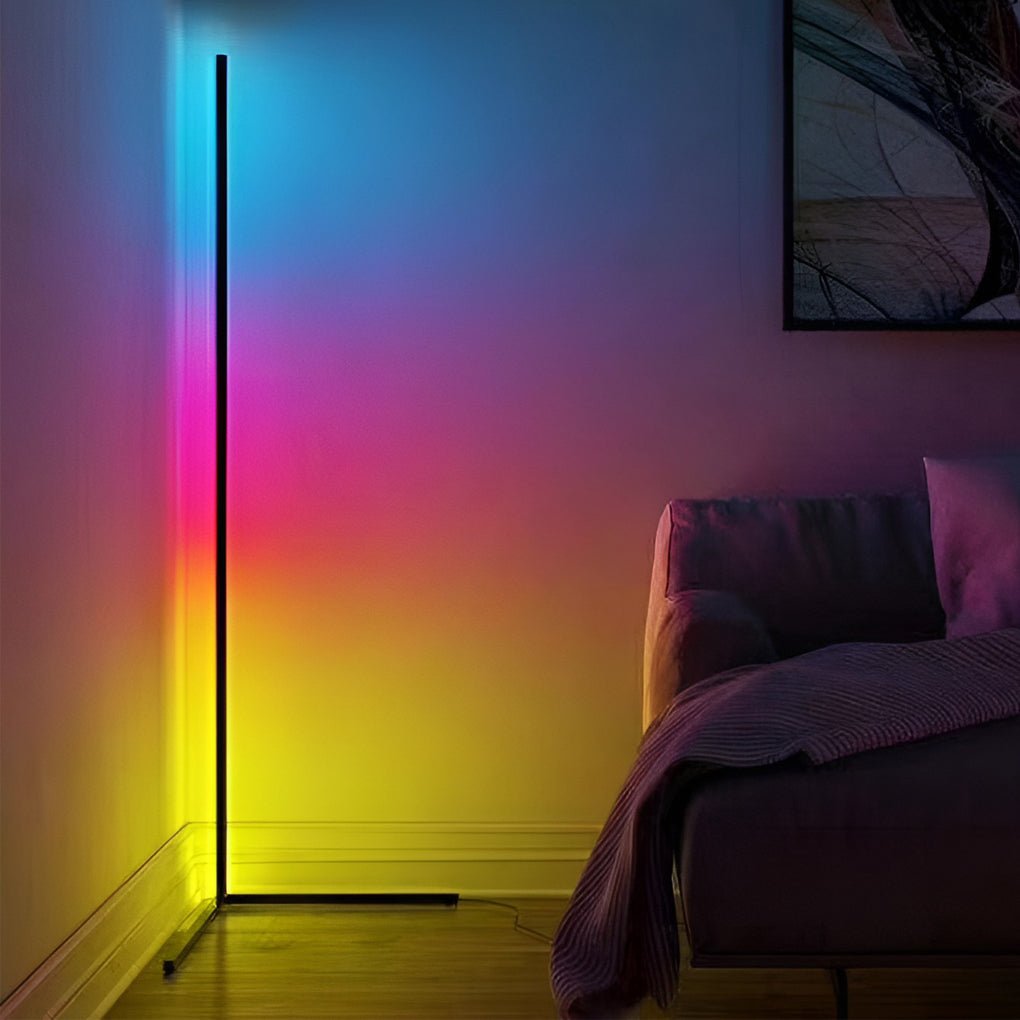 Modern Black LED RGB Corner Floor Lamp - Minimalist Design