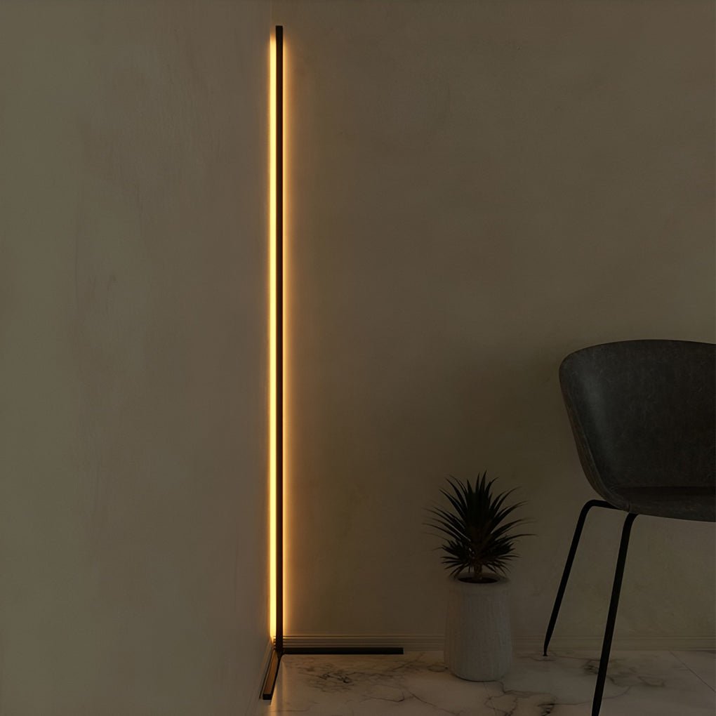 Modern Black LED RGB Corner Floor Lamp - Minimalist Design