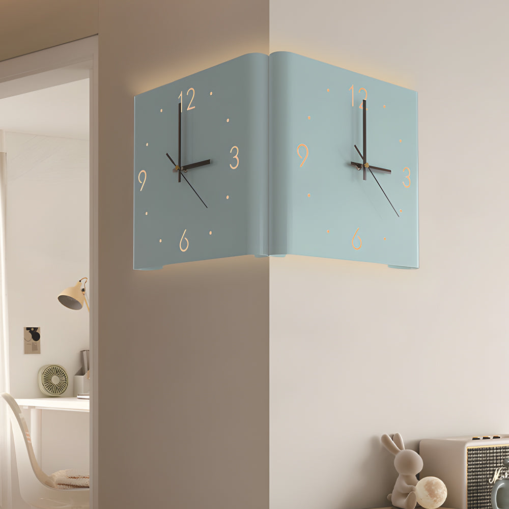 Modern Square Backlit Metal Wall Clock Lamp