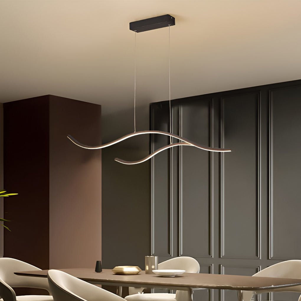 Wavy Curved LED Pendant Light - Modern Metal Ceiling Fixture