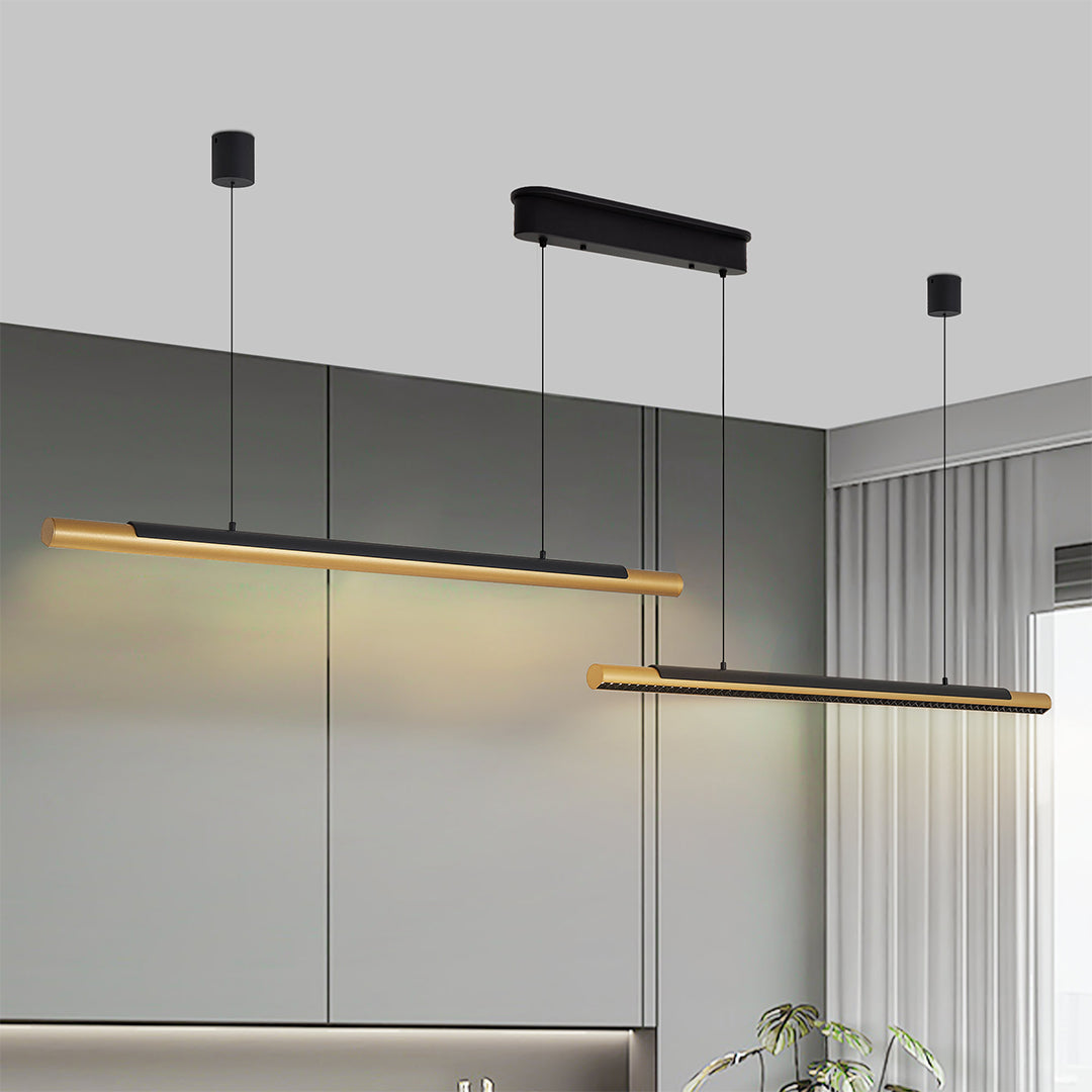 Minimalist Dual-Head Linear Pendant Light - 2-Light Ceiling Fixture