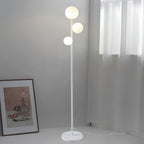 Modern 3-Light Globe Floor Lamp in Gold, Black, and White