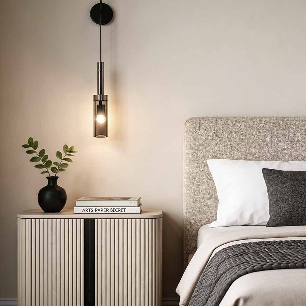 Modern Black and Copper Bedside Wall Lamp