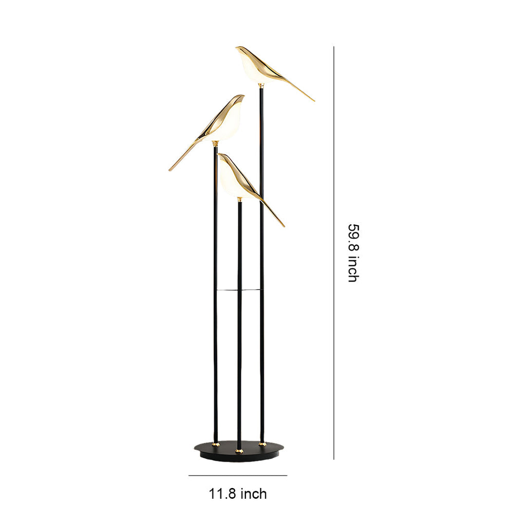 Contemporary 3-Head Bird Floor Lamp - Artistic Accent Lighting