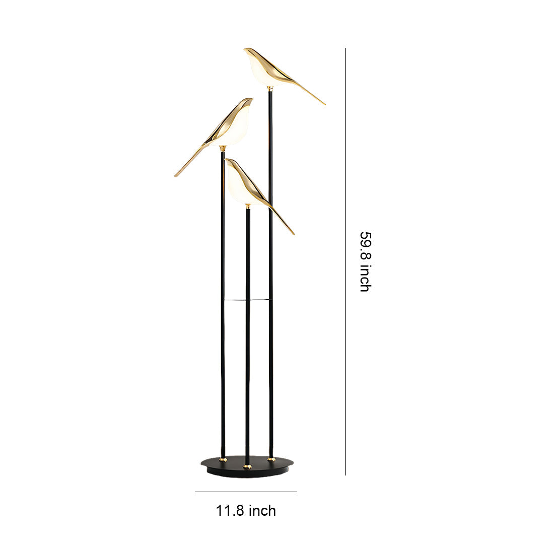 Contemporary 3-Head Bird Floor Lamp - Artistic Accent Lighting