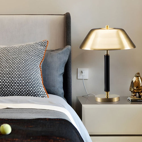 Contemporary Black Metal and Brass Table Lamp for Living Room