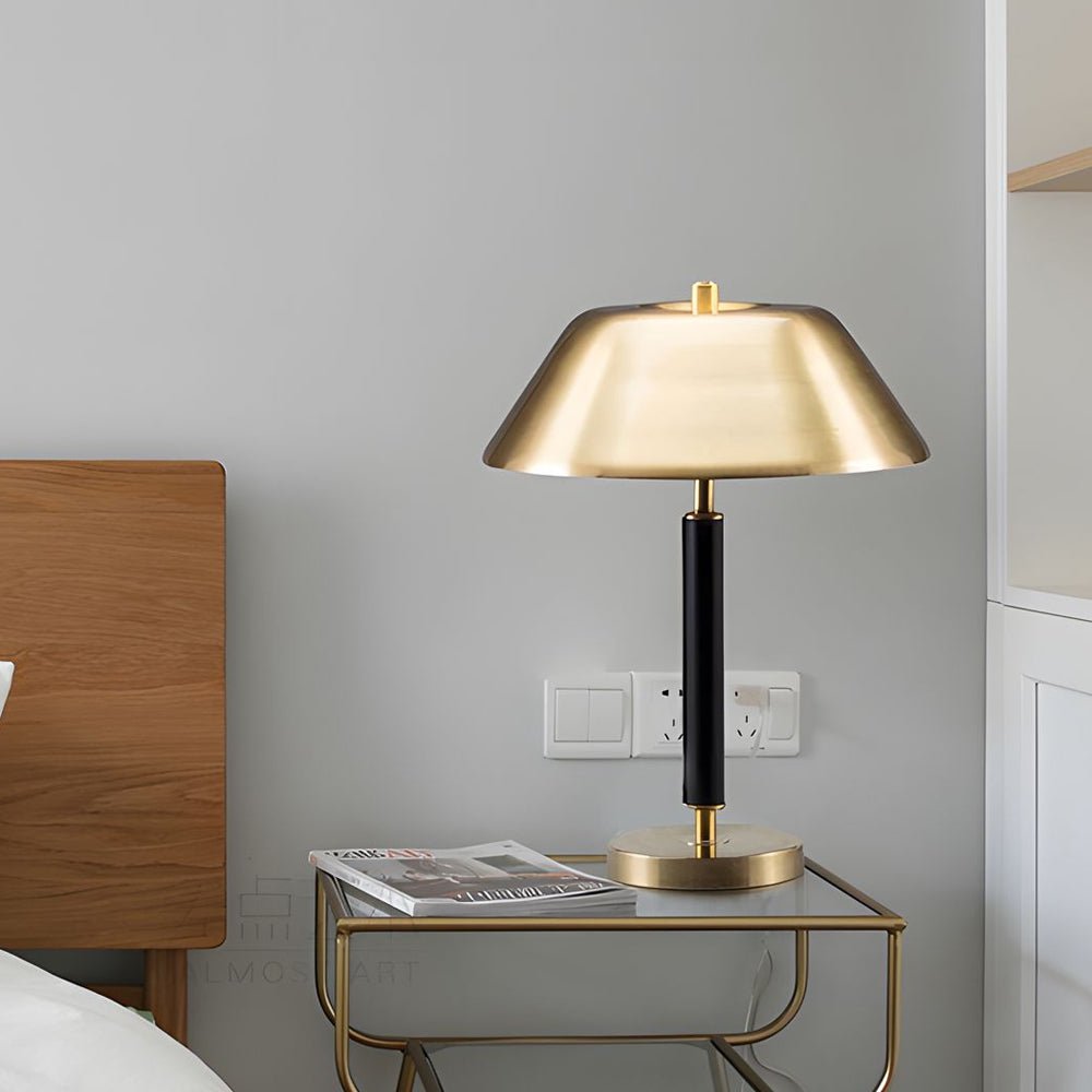 Contemporary Black Metal and Brass Table Lamp for Living Room