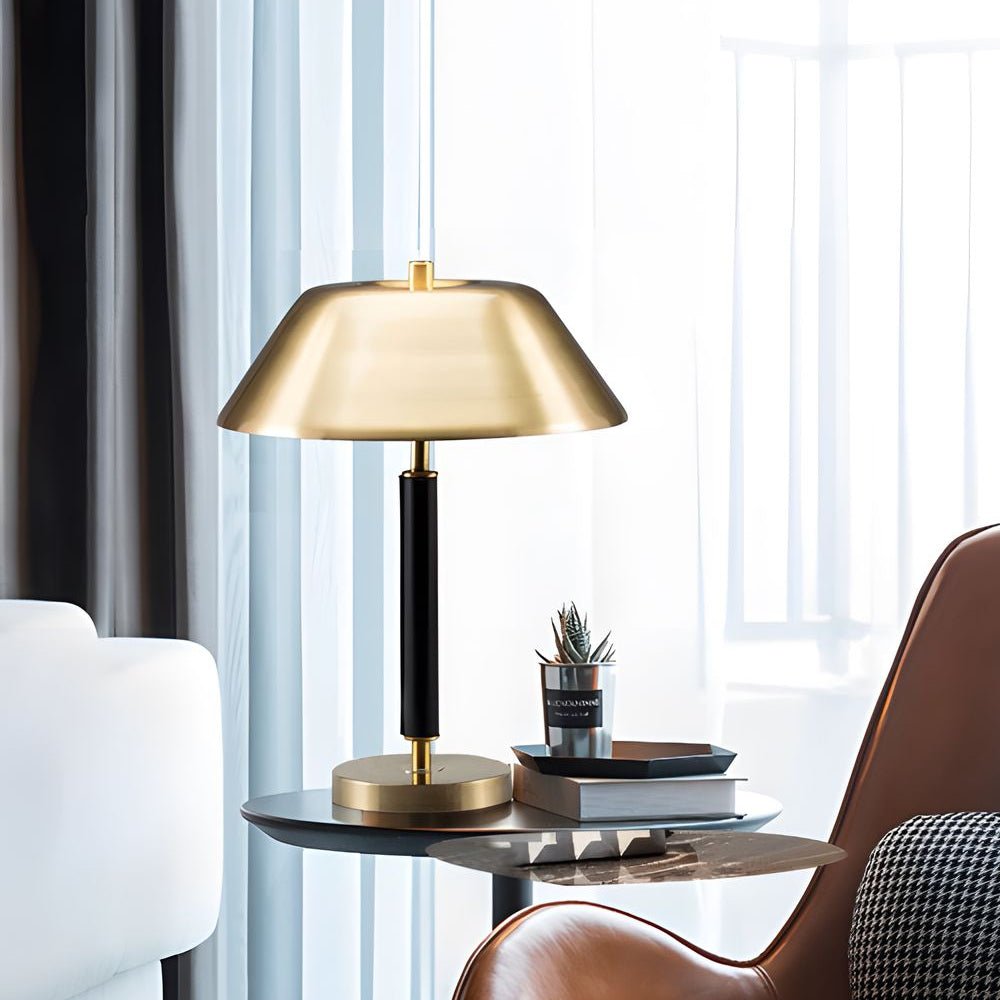 Contemporary Black Metal and Brass Table Lamp for Living Room