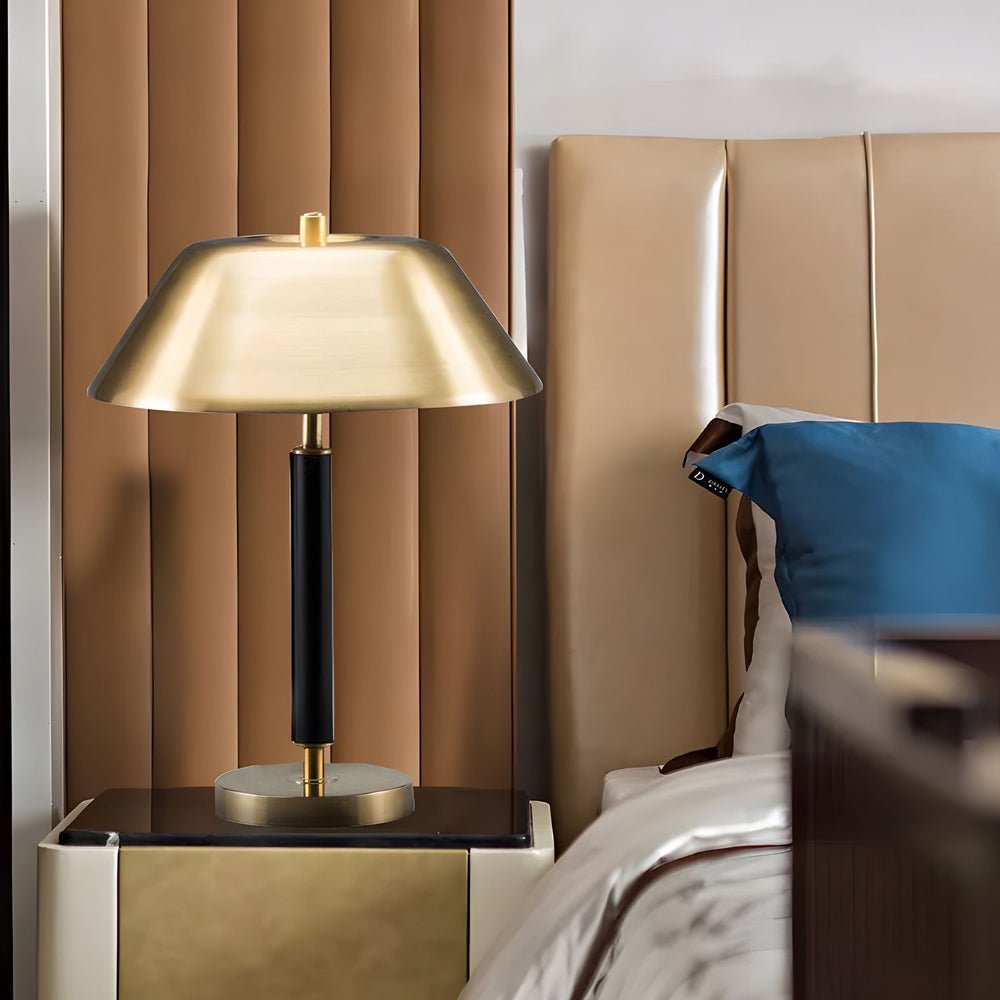 Contemporary Black Metal and Brass Table Lamp for Living Room