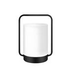 Premium Black Portable Outdoor Table Lamp with White Shade, USB Charging, IP65 Waterproof