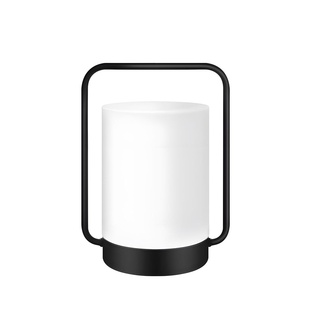 Premium Black Portable Outdoor Table Lamp with White Shade, USB Charging, IP65 Waterproof