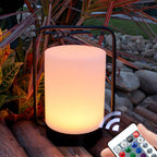 Premium Black Portable Outdoor Table Lamp with White Shade, USB Charging, IP65 Waterproof