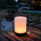 Premium Black Portable Outdoor Table Lamp with White Shade, USB Charging, IP65 Waterproof